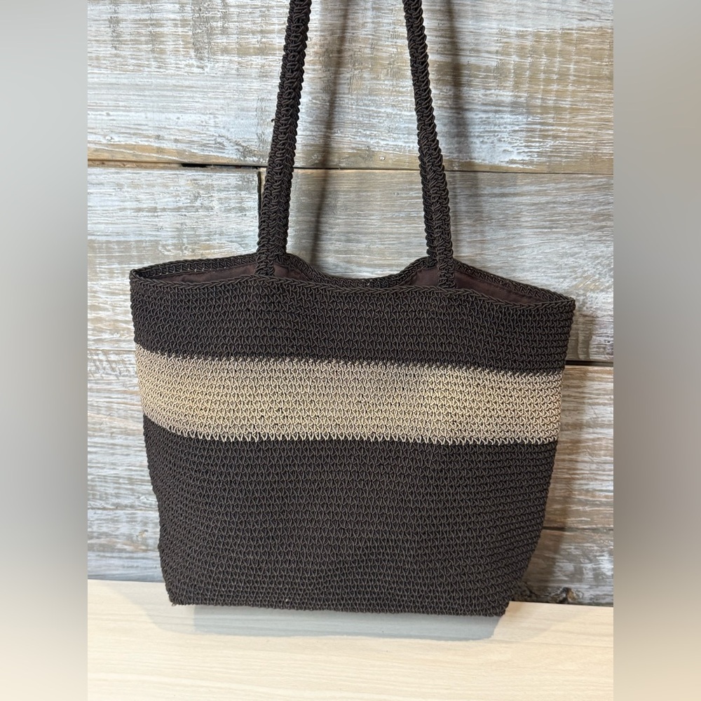 The Limited Brown and Tan Knit Tote Bag
